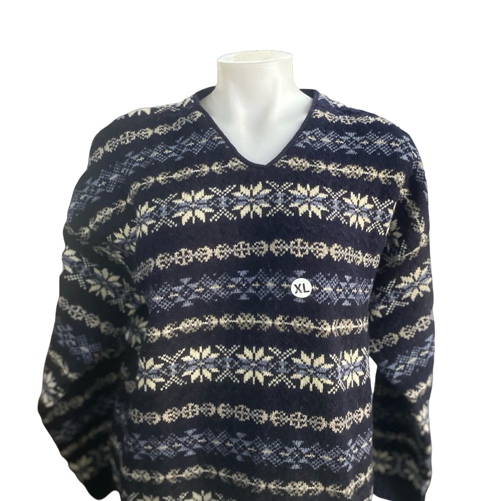 Vintage NWOT RARE Men's Navy and Cream Sweater XL